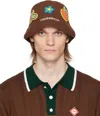 Casablanca Brown Crochet Bucket Hat In Brown