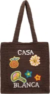 Casablanca Brown Large Crochet Tote In Brown