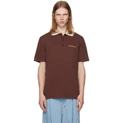 Casablanca Embroidered Logo Organic Cotton Polo Shirt In Brown