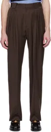 Casablanca Wool Pleated Tailored Trousers In Brown