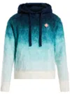 Casablanca Gradient Mohair Blend Knit Hoodie In Blue