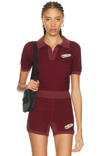 Casablanca Bubble Jacquard Polo Shirt In Burgundy