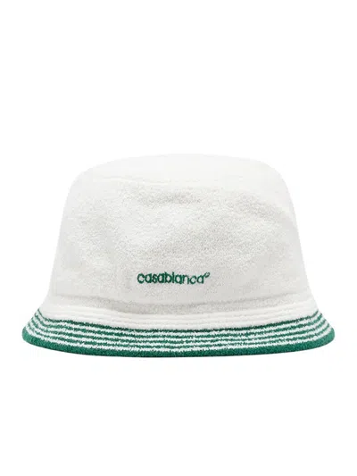 Casablanca Bucket Emboidered Hat In White