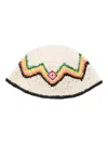 Casablanca Zigzag Embroidered Raffia Crochet Hat In White