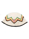Casablanca Zigzag Embroidered Raffia Crochet Hat In White