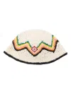 Casablanca Zigzag Embroidered Raffia Crochet Hat In White