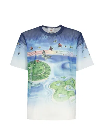 Casablanca Short Sleeve Mesh T Shirt Beyond Destiny In Blue