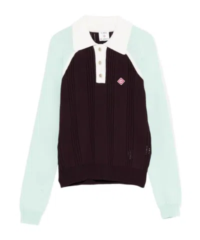 Casablanca Button-down Knit Polo Shirt In Multi