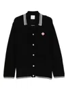 Casablanca Men Black Cardigan With Logo Patch On The Front In Cotton Man In Black