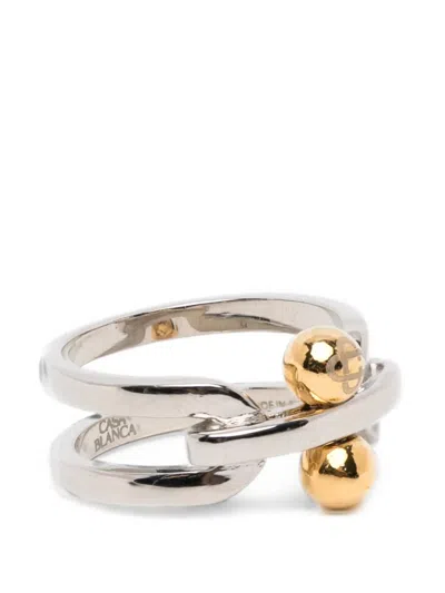 Casablanca C Link Ball Ring In Metallic