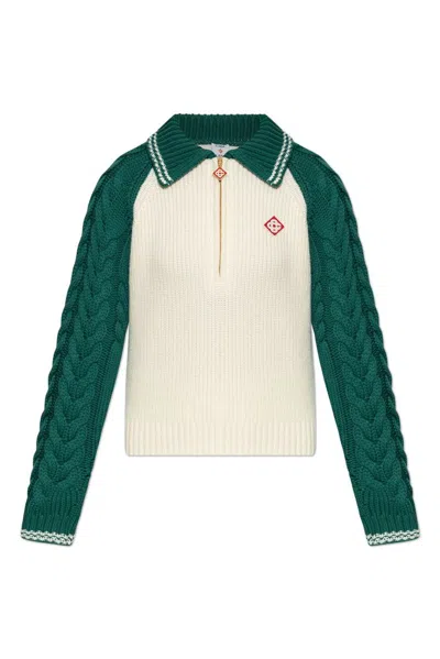 Casablanca Zip Fastening Jumper In Beige