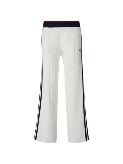 Casablanca Café Cultural Stripe Logo-patch Track Pants In White