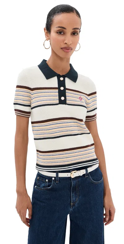 Casablanca Cafe Stripe Top Multi In White
