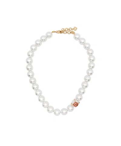 Casablanca Caged Pearl Necklace In Gold Pearl
