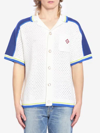 Casablanca Contrasting Trims Chest Pocket Logo-embroidered Short-sleeve Button-up Shirt In Multi