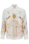 Casablanca Men's Greek Temple Du Savoir Silk Camp Shirt