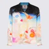 Casablanca Mens Galactic Connection Cuban-collar Graphic-pattern Silk Shirt In Multi