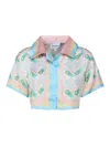 Casablanca Ladies Multicolor Ping Pong Silk Cropped Shirt In Multicolour
