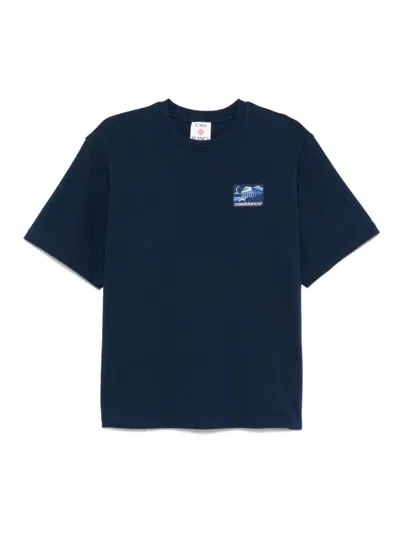 Casablanca Greek Temple Rubber Patch Oversized T-shirt In Blue