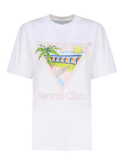 Casablanca Tennis Club Cotton T-shirt In White
