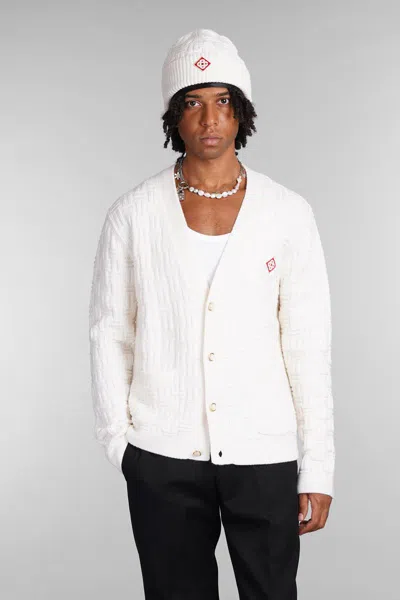 Casablanca Off-white Column Knit Cardigan In Beige