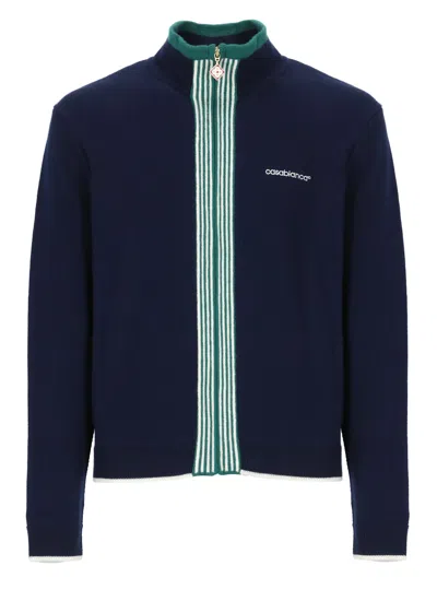 Casablanca Cardigan With Logo In Blue