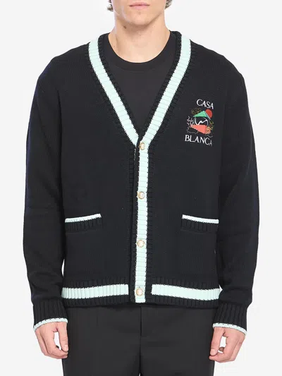 Casablanca Cardigan With Stacked Casa Mountain Temple Design In Black