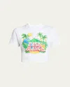 Casablanca Casa Beach Wave Printed Baby Tee In Casa Beach Wave