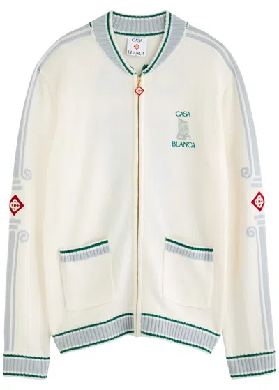 Casablanca Casa Club Intarsia Wool Jacket In White