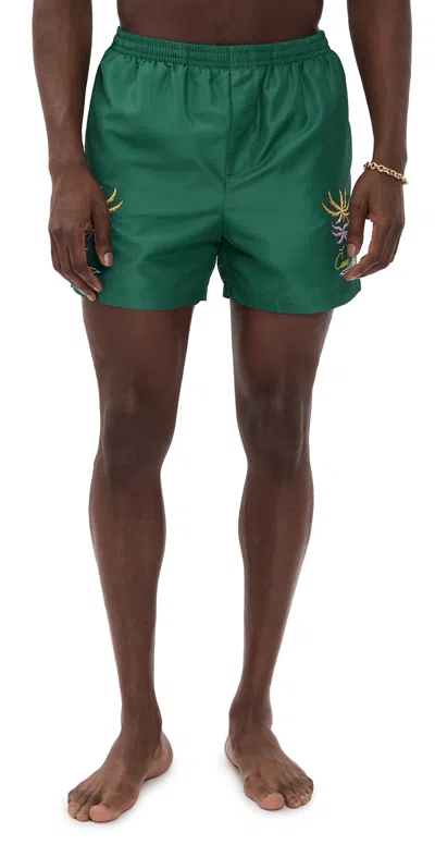 Casablanca Lettering Logo Print Adjustable Waistband Pants In Green