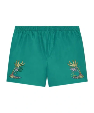 Casablanca Casa Embroidery Swim Shorts In Green