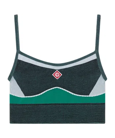 Casablanca Casa Monogram Sports Bra In Green