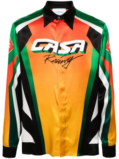 Casablanca Moto Sport Silk Shirt In Orange