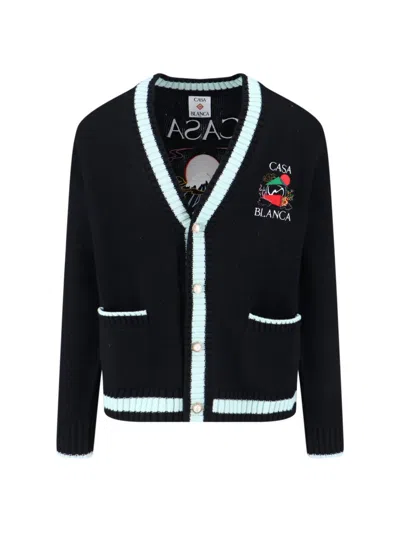 Casablanca Casa Mountain Temple" Cardigan - Black And Light Blue