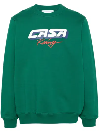 Casablanca Casa Racing-print Organic-cotton Sweatshirt In Green