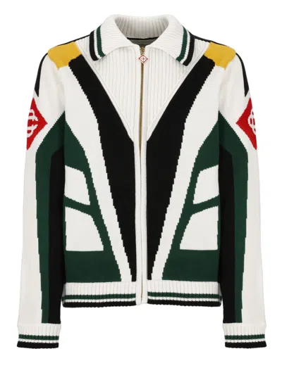 Casablanca Casa Club Intarsia Cotton Jacket In Multicoloured 1