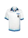Casablanca White Shirt With Cuban Collar And Maxi Logo Printed On The Back In Silk Man In White
