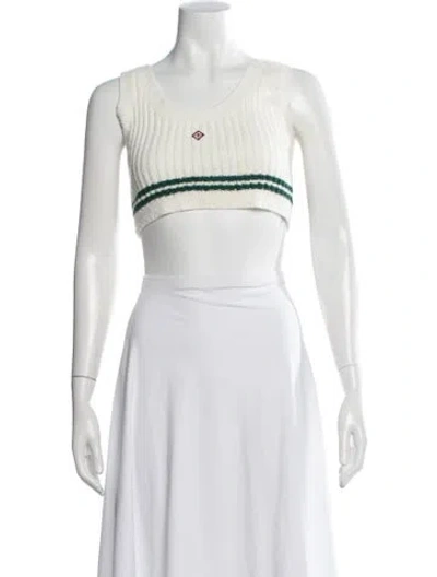 Pre-owned Casablanca Casa Sport Boucle Striped Crop Top In Multi
