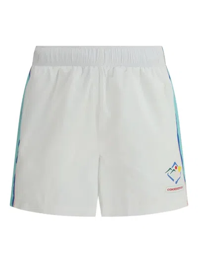 Casablanca Casa Sportif Windbreaker Shorts With Graphic Panels In White