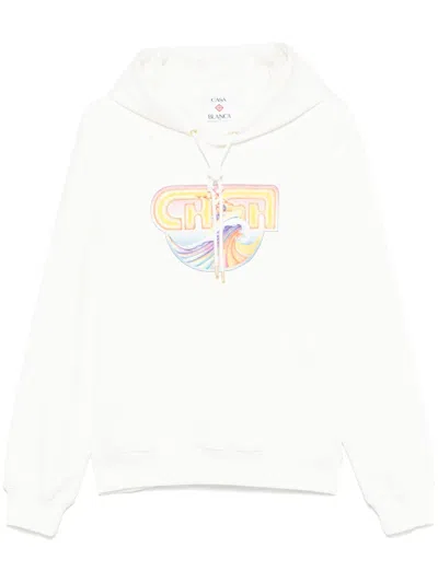 Casablanca Man Sweatshirt Ivory Size L Organic Cotton In White