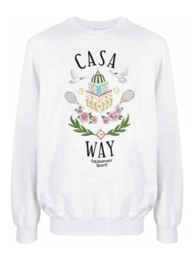 Casablanca Casa Way Embroidered Unisex Sweatshirt In Gray