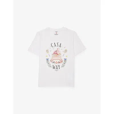 Casablanca Kids' Casaway Casa Way Graphic-print Cotton-jersey T-shirt In White