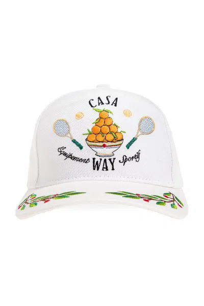 Casablanca Casa Way Logo Embroidered Baseball Cap In White