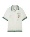 Casablanca Mens Tbc Cuban-collar Graphic-pattern Silk Shirt In White