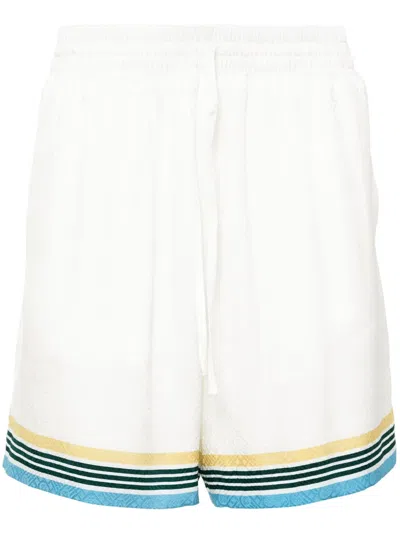 Casablanca Silk Drawstring Shorts For Men In White