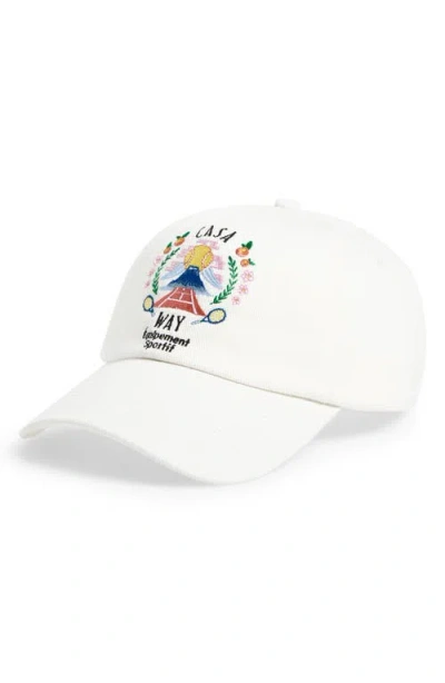 Casablanca Mens Casa Way Mountain Embroidered Cotton Baseball Cap In White
