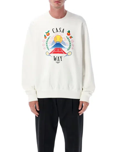 Casablanca Casa Way Mountain Embroidered Sweatshirt In White