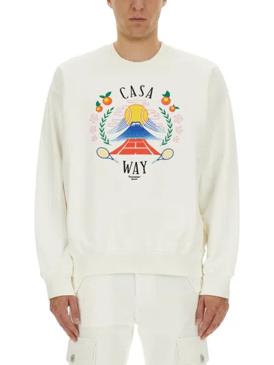 Casablanca Casa Way Mountain Embroidered Sweatshirt In White