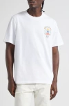 Casablanca T-shirt Girocollo Con Logo Sul Fronte In Cotone Bianca Uomo In White