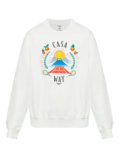 Casablanca Casa Way Mountain Embroidered Sweatshirt In White